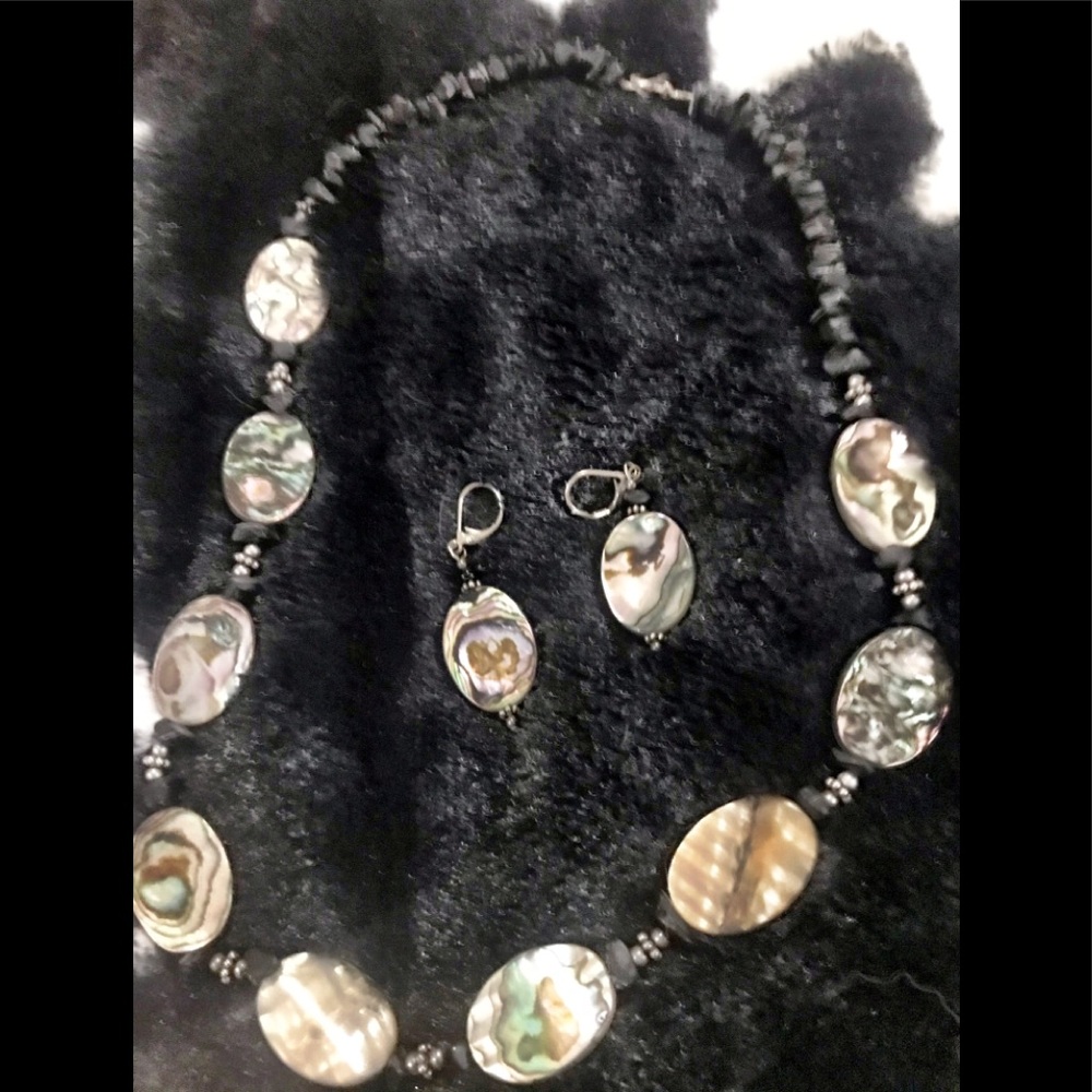 Abalone Shell Reversible Necklace And Earrings - image 3